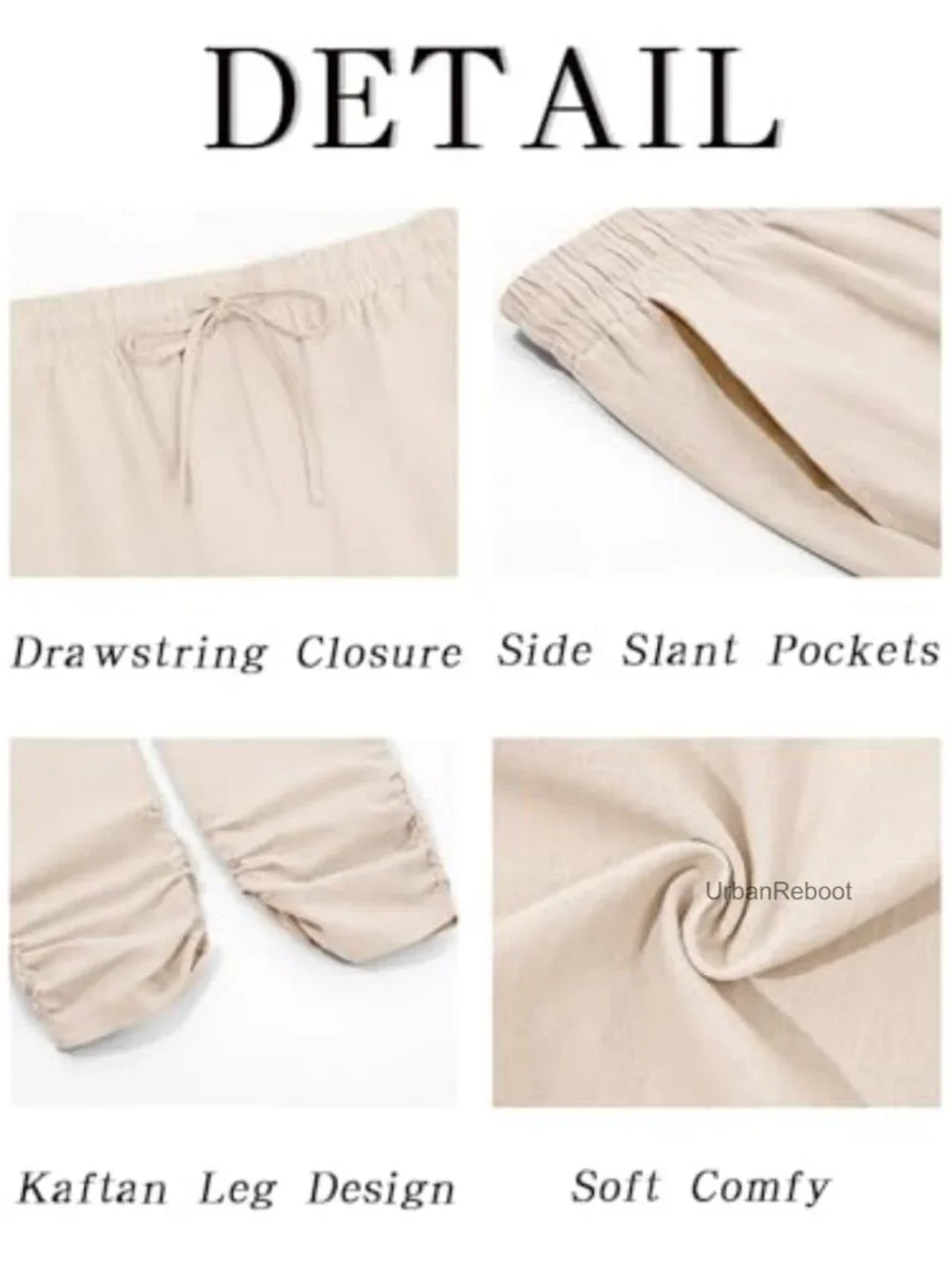 Men's Cotton Kaftan Thobe Pants | Elastic Waist Drawstring Tapered Trousers Yoga